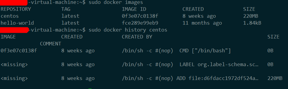 docker history