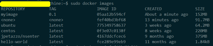 查看已构建的镜像