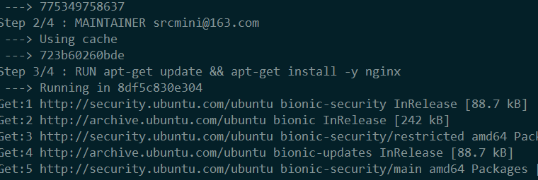命令在镜像上运行