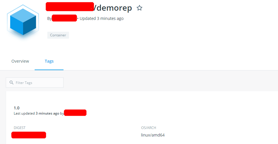 查看docker hub存储库中的tag名称