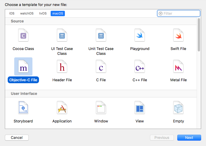 创建objective-c文件