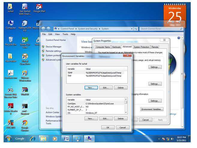 单击用户变量的新选项卡