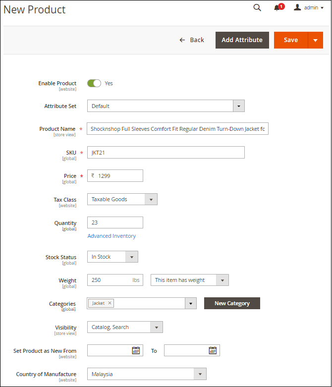 如何在Magento 2中创建产品