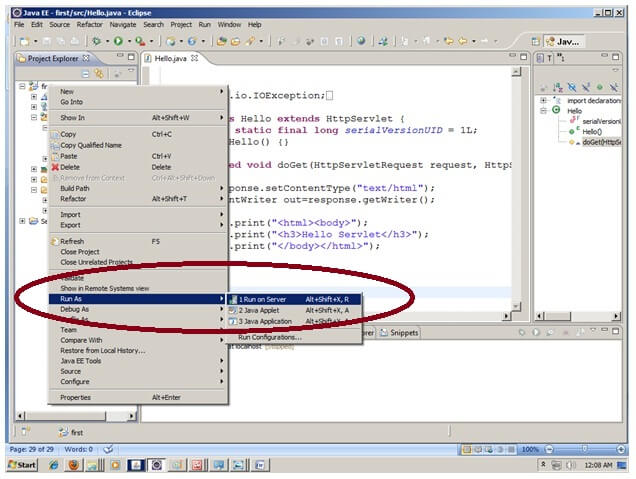 在Eclipse IDE中创建Servlet