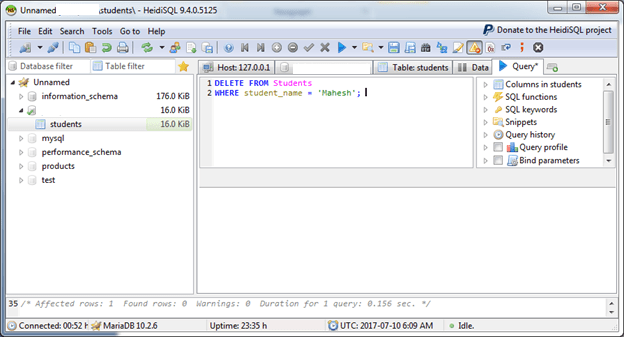 Mariadb删除数据1