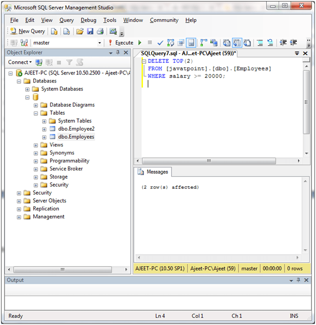 SQL Delete顶部语句2