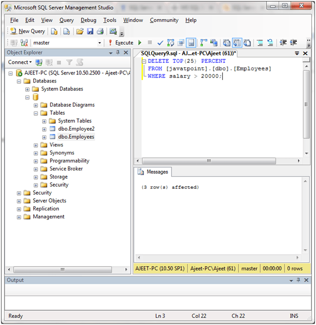 SQL Delete顶部语句4