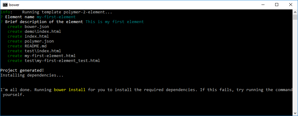 Polymerjs创建一个元素项目4