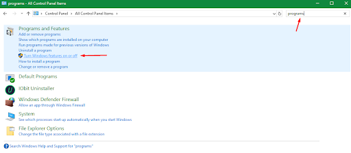 Windows功能关闭
