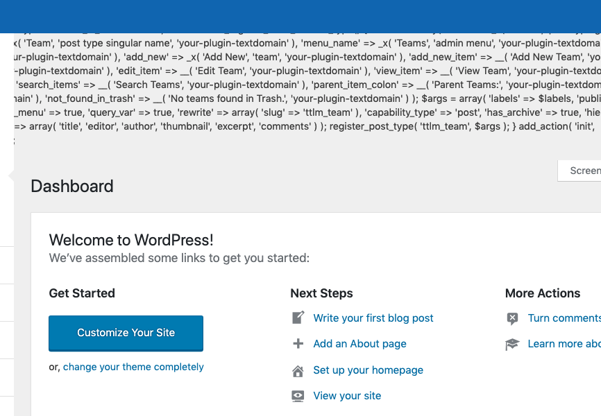 WP管理员显示代码