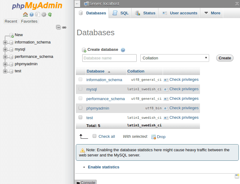 PHPMyAdmin Ubuntu xampp