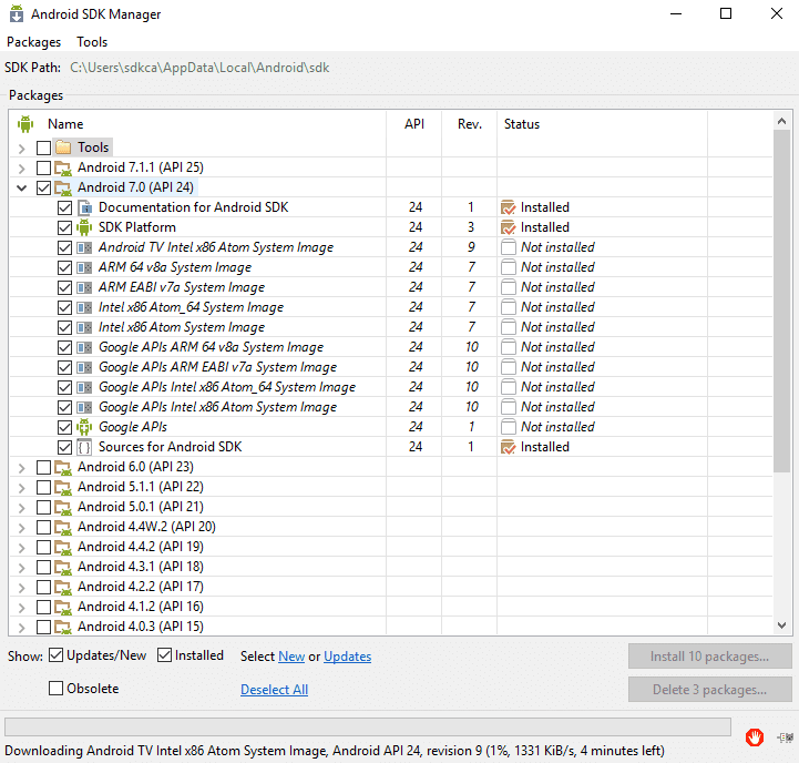 Android SDK Manager Windows