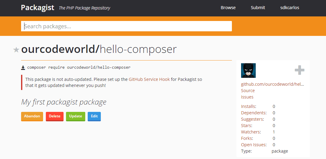 打包发布的Packagist.org
