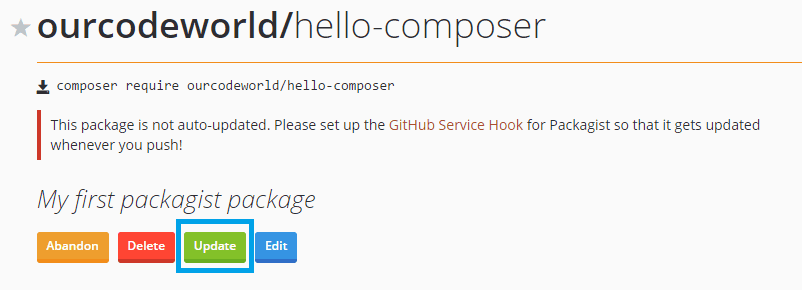更新按钮包Packagist