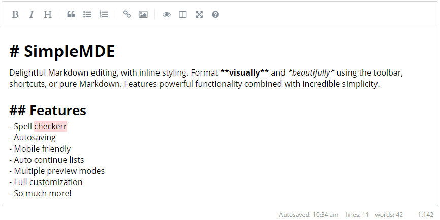 SimpleMDE Markdown编辑器演示