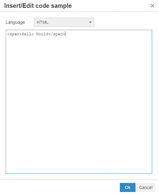 TinyMCE代码样本输入