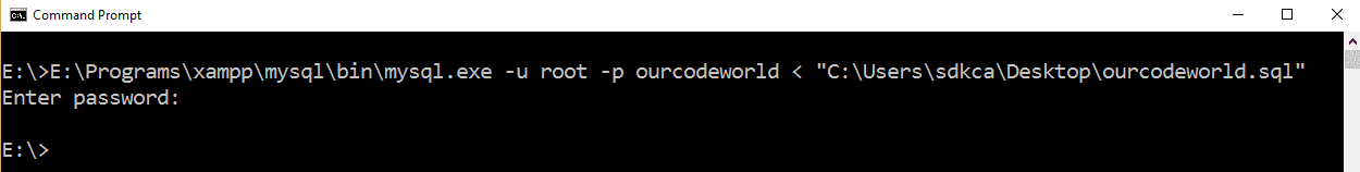 导入数据库mysql Windows xampp