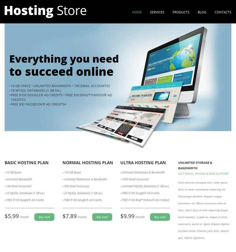 Hosting Store Joomla模板