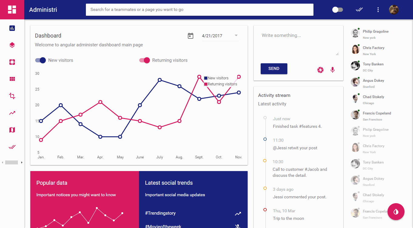 Administri AngularJS高级Material模板