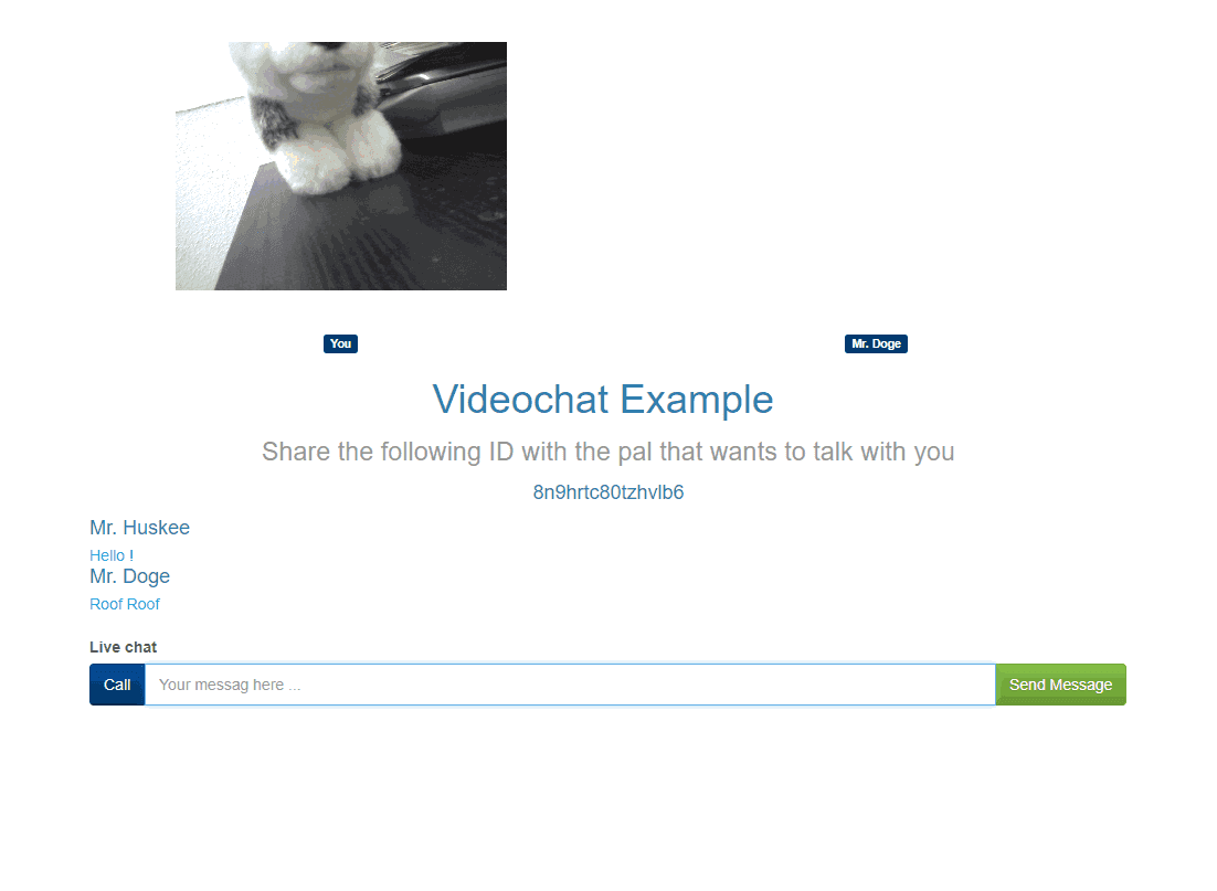 Videochat WebRTC PeerJS Node.js