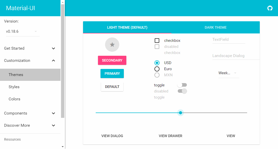 React UI Framework Material UI