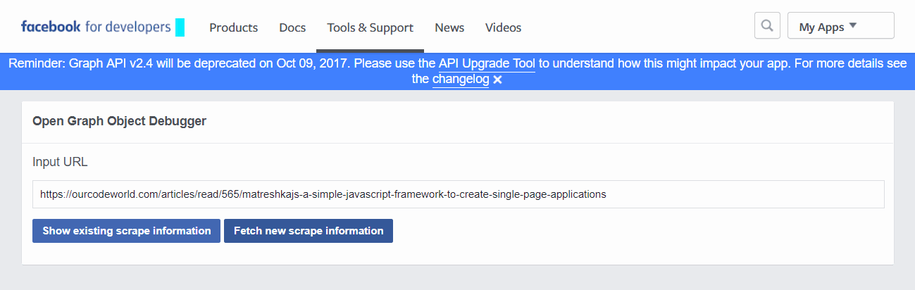 Facebook Open Graph调试器