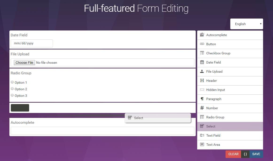 jQuery表单生成器