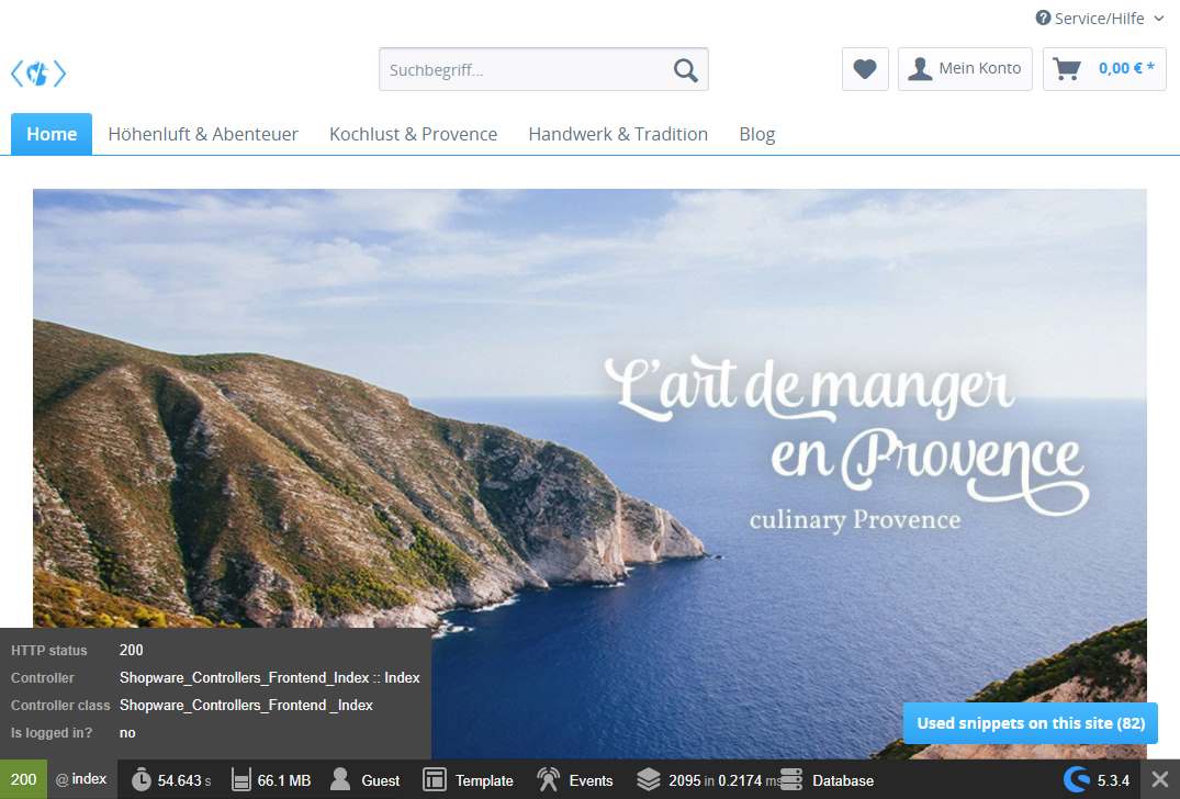 Shopware Profiler栏
