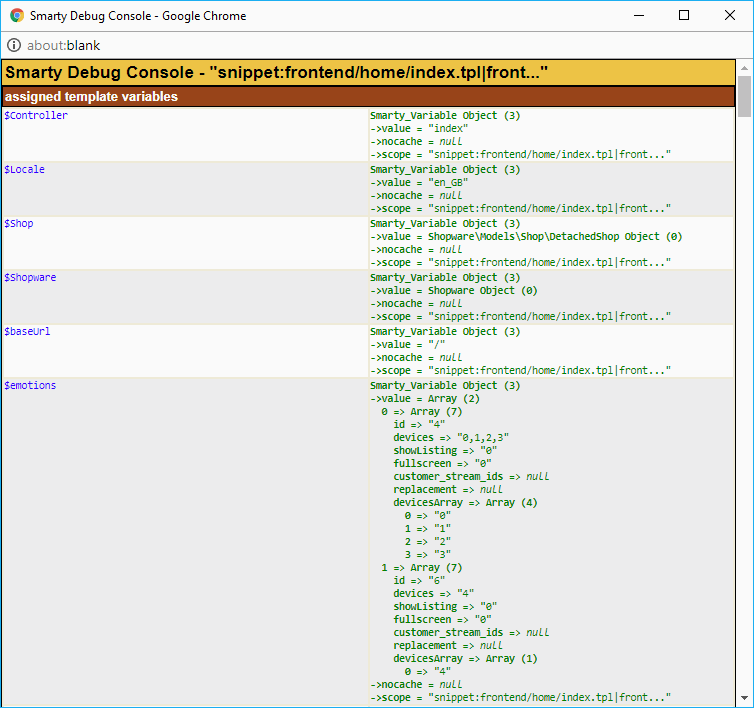 Smarty Shopware调试模板