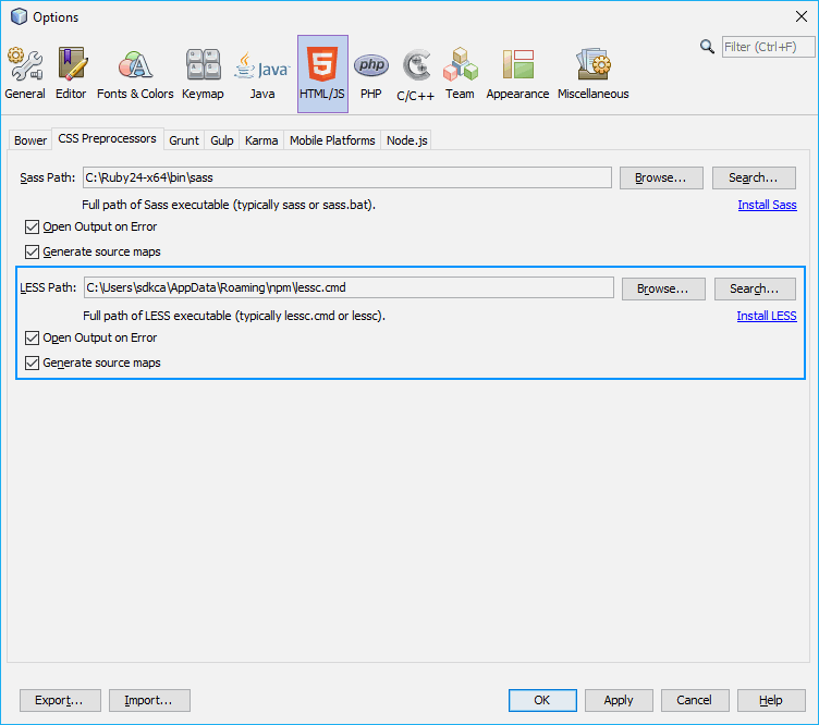 在Windows中减少在Netbeans中配置可执行路径