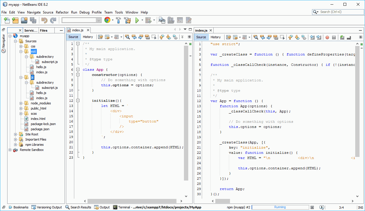 将NetBeans ES6转换为ES5