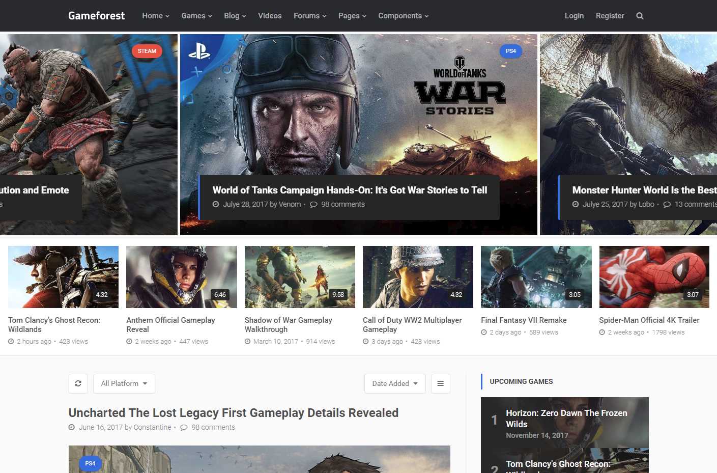 Game Forest高级HTML模板
