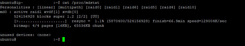 RAID 1创建进度