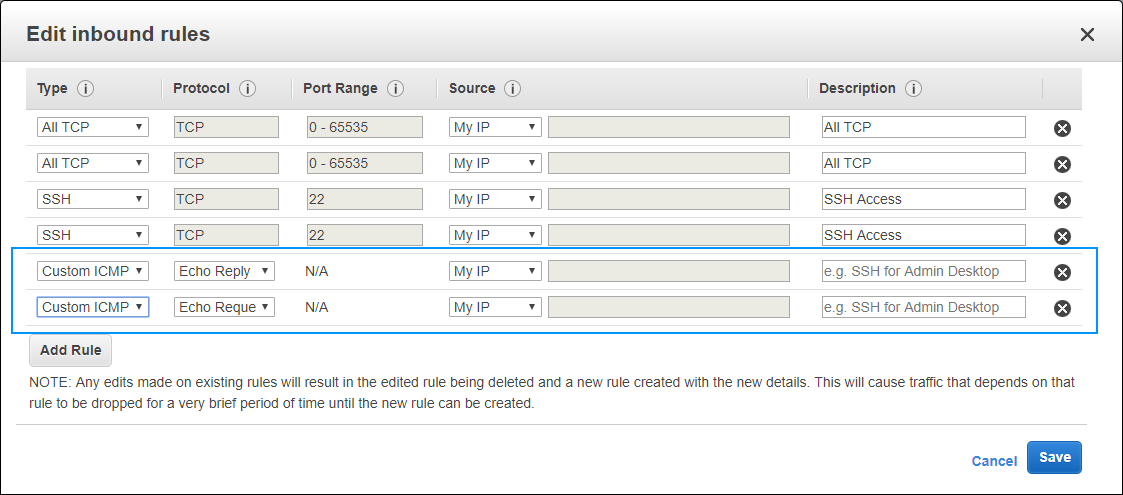 AWS ICMP流量(允许Ping)