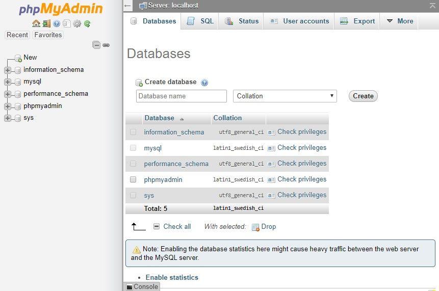 PHPMyAdmin Web界面