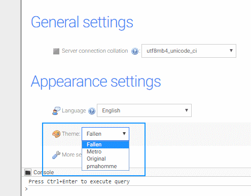 PHPMyAdmin主题选择器