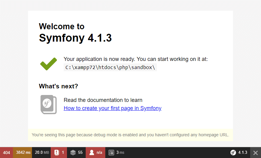 Symfony 4 No Route欢迎页面