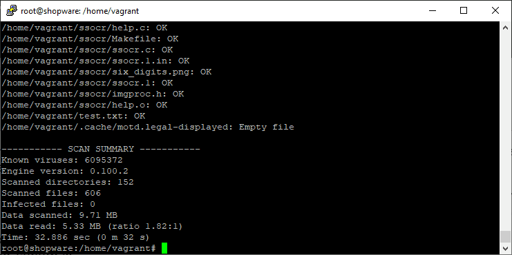 CLI的Clam AV扫描结果