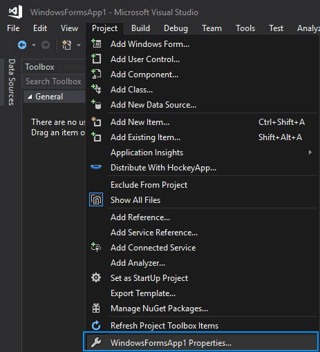 WinForms项目属性