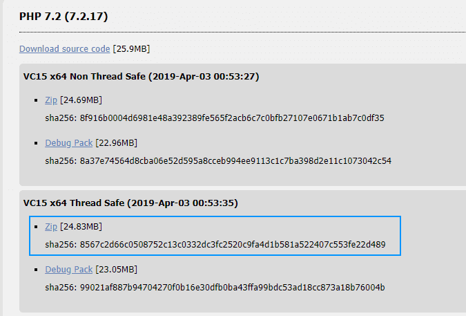 适用于Windows的PHP x64 Bits版本下载