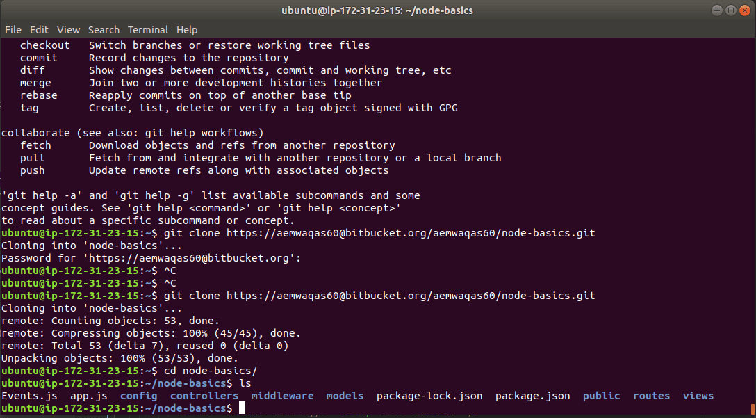 克隆Node.js项目以在AWS EC2上运行