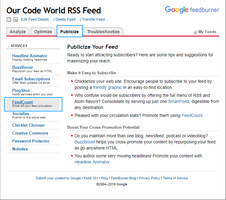 FeedBurner FeedCount