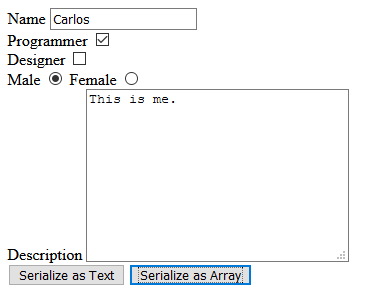 序列化和SerializeArray表单jQuery