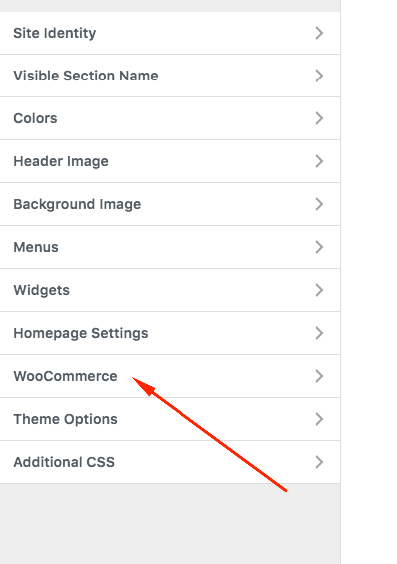 在定制器woocommerce部分下添加选项