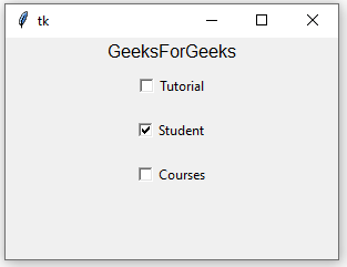 Python Tkinter – Checkbutton小部件1