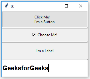 Python Tkinter中的PanedWindow小部件2