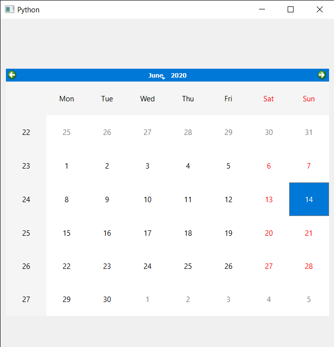 PyQt5 QCalendarWidget –设置最大高度2