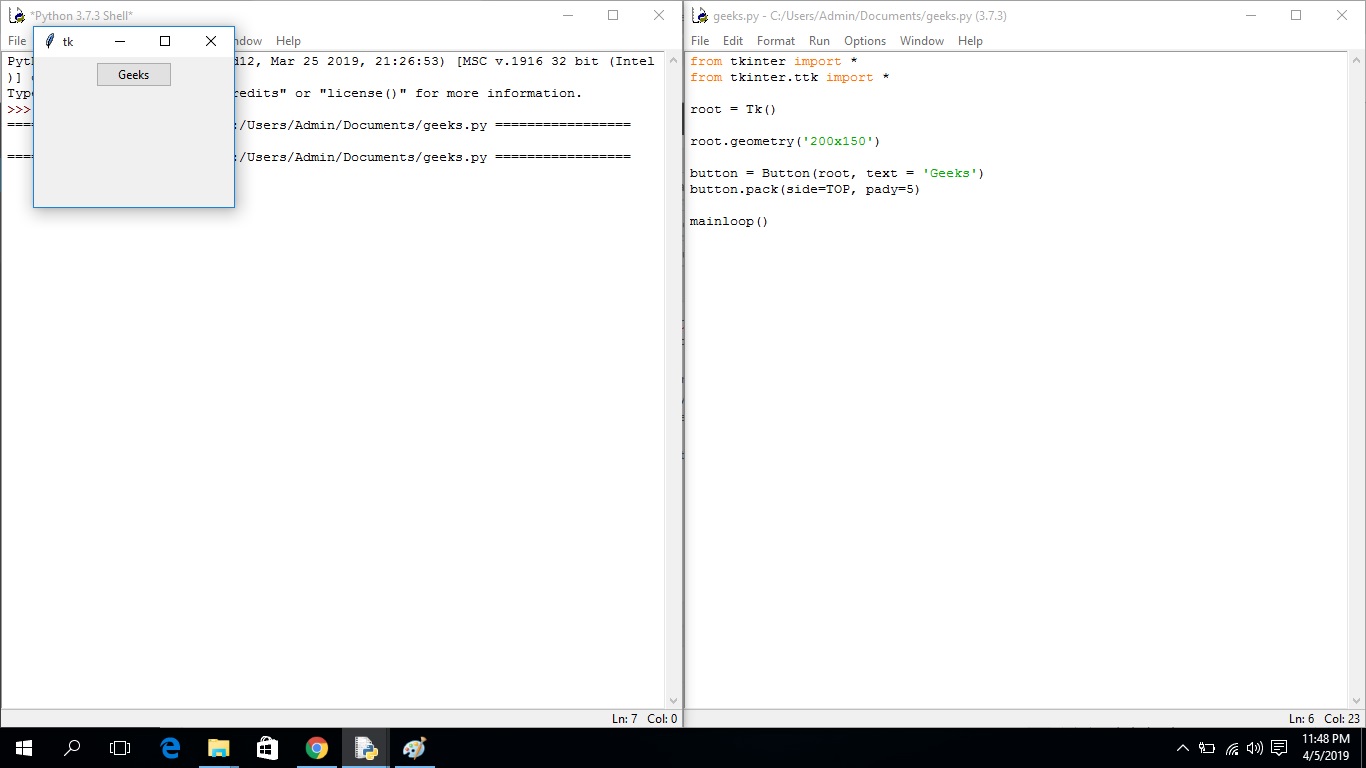 Python Tkinter中的geometry方法2