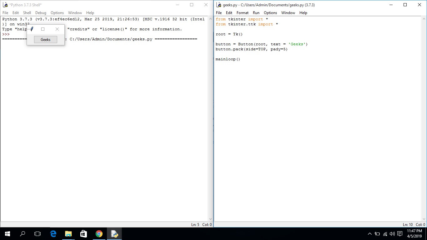 Python Tkinter中的geometry方法1